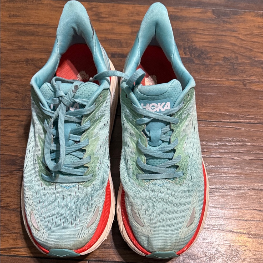 Hoka Women's Teal and Coral Athletic Shoes